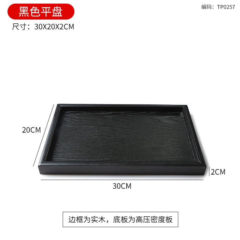 Japanisches schwarzes Holztablett für vielseitigen Gebrauch
