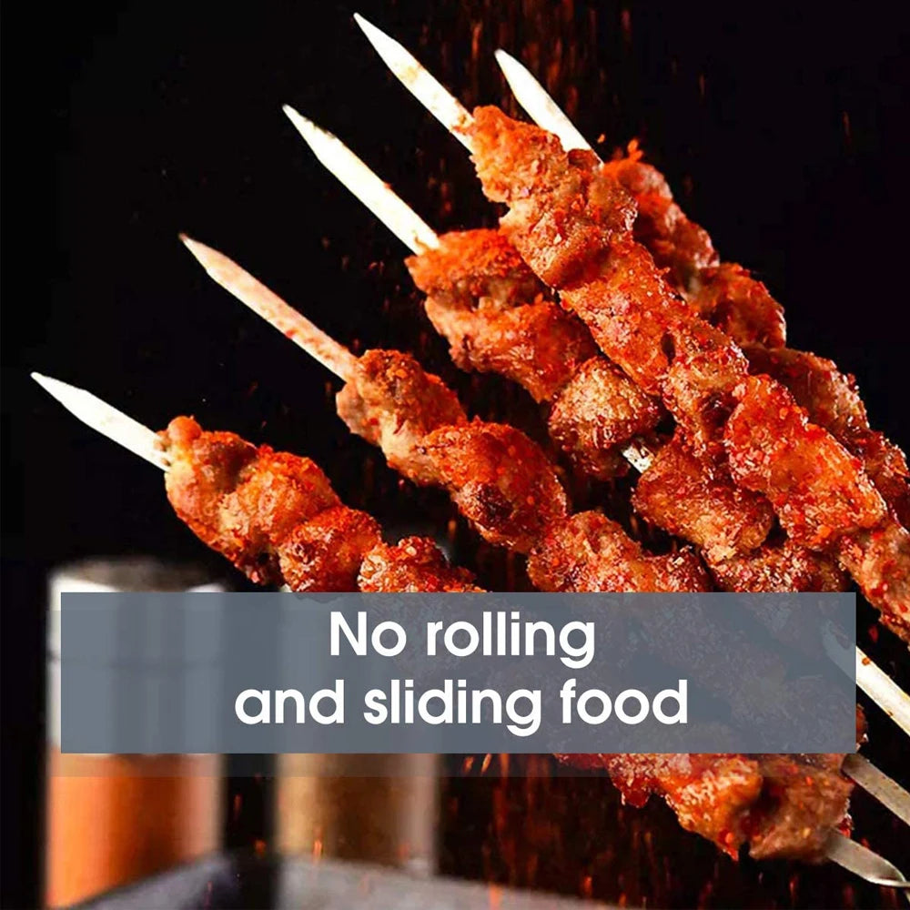 20 Edelstahl Grillspieße flach wiederverwendbar für BBQ Camping Kochspaß