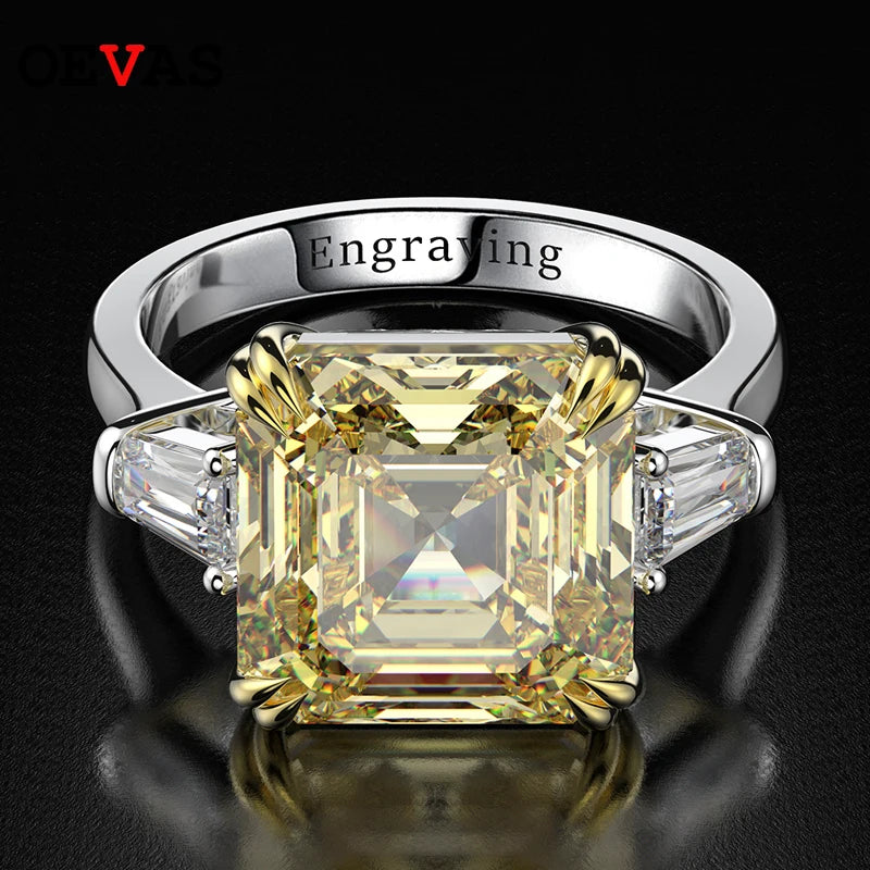 OEVAS 925er Silber Citrin Diamant Verlobungsring Luxus
