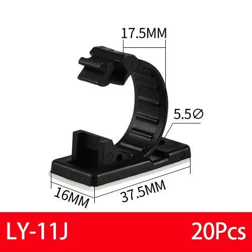 20x Selbstklebende Kabel Organizer Clips für Desktop Management - Schwarz
