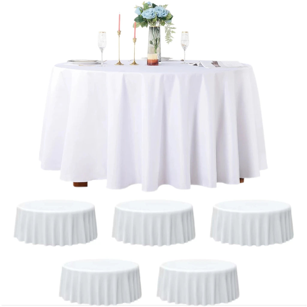 Weiße runde satin Tischdecke wasserdicht in mehreren Größen
