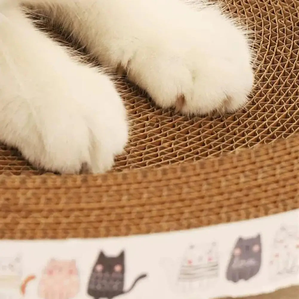 Katzenkratzblock aus Kunststoff, rund/oval, mit Liegefläche für Katzen