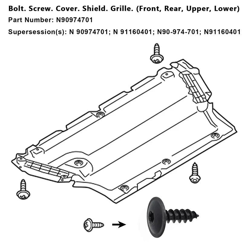 20er Set Torx Schrauben - Clips – Passgenau - Robust für VW, Audi, Seat, Skoda