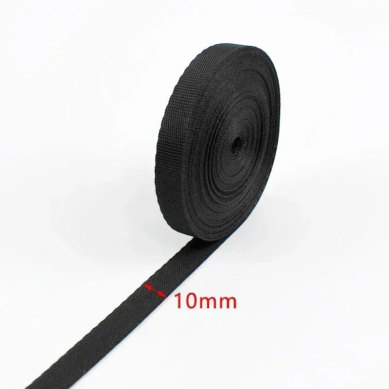 5m Schwarzes Nylon Gurtband 10-100mm für Taschen, Gurte, Haustier, DIY