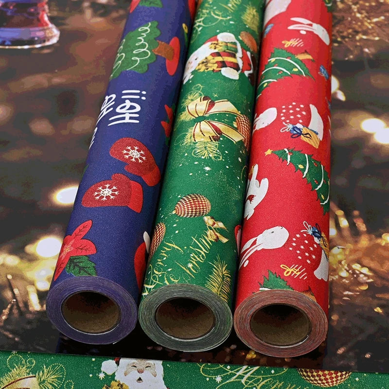5 Meter x 50 cm Kraft Geschenkpapier für Weihnachten und DIY Dekoration