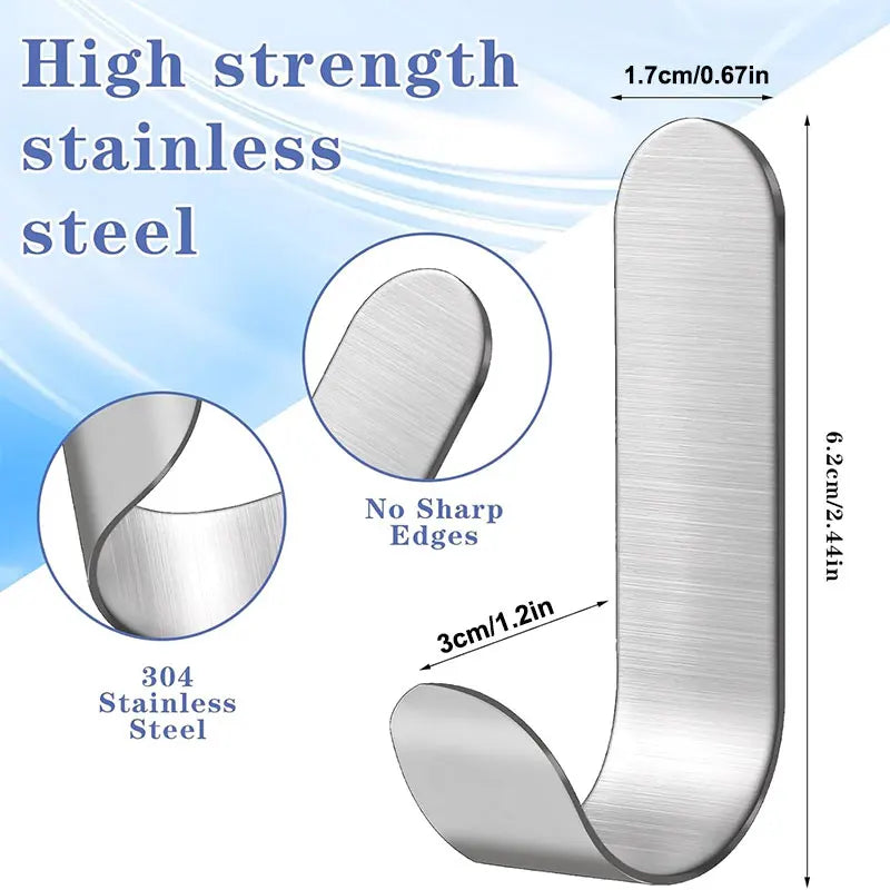 Selbstklebende Edelstahl Wandhaken 2/10 Stück für Dusche Küche Büro