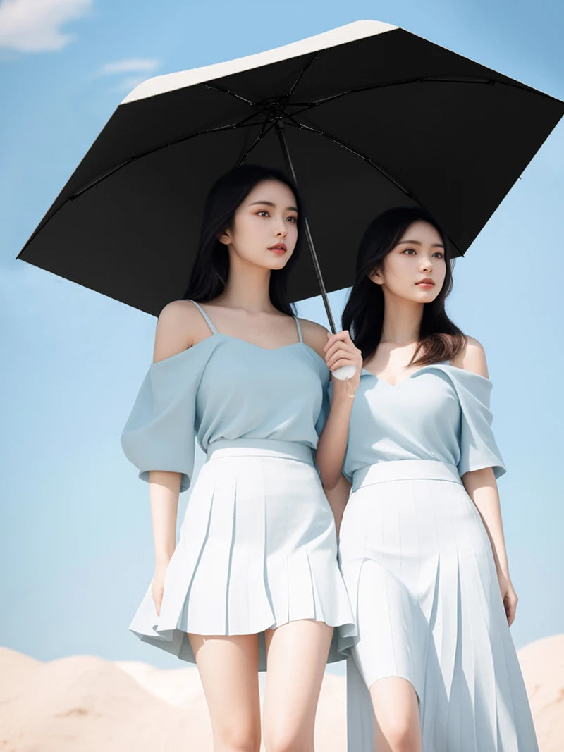 Ultraleichter kompakter Reise Regenschirm mit UV Schutz 5 Fach