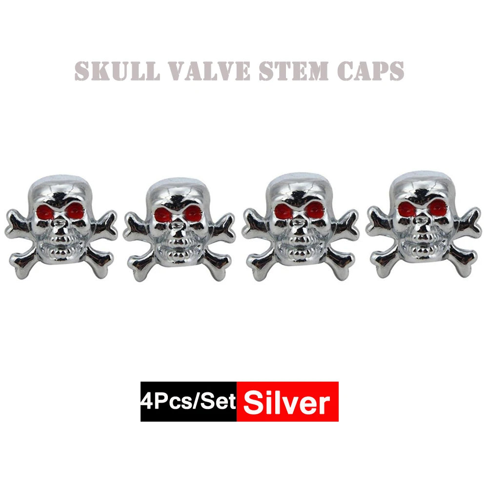 4er Set Totenkopf Ventilkappen Universal Staubdichte Reifenventilkappen