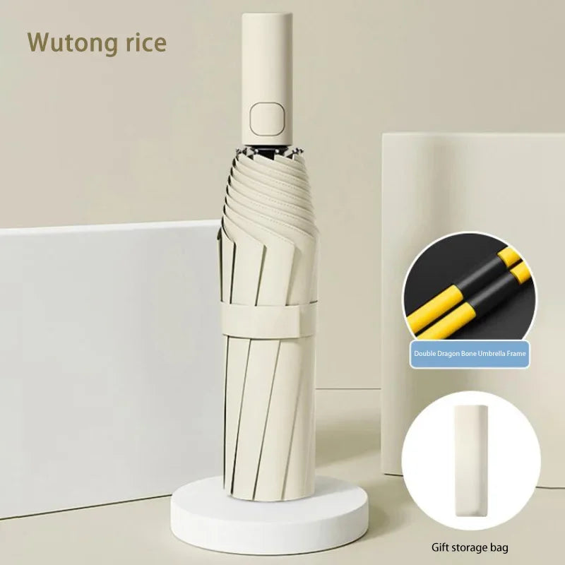 Vollautomatischer Faltschirm 24 Knochen LSF 50 UV-Schutz Wind- & Regenfest