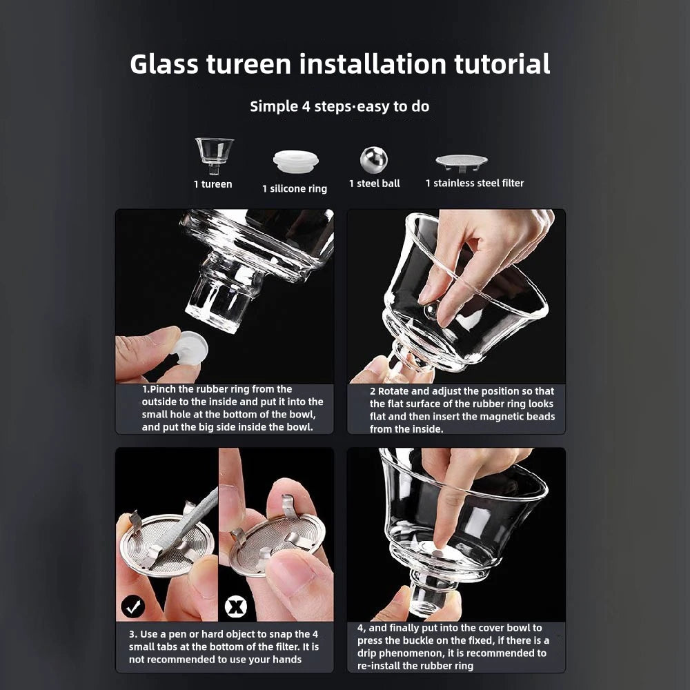 Glas Teekanne mit magnetischem Flusssystem 300 ml hitzebeständig