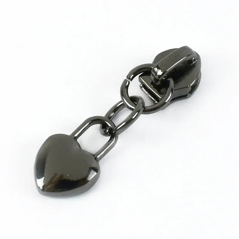 Metall Reißverschlussschieber Herz-Anhänger #3 für Nylon-Reißverschlüsse DIY Reparatur Set
