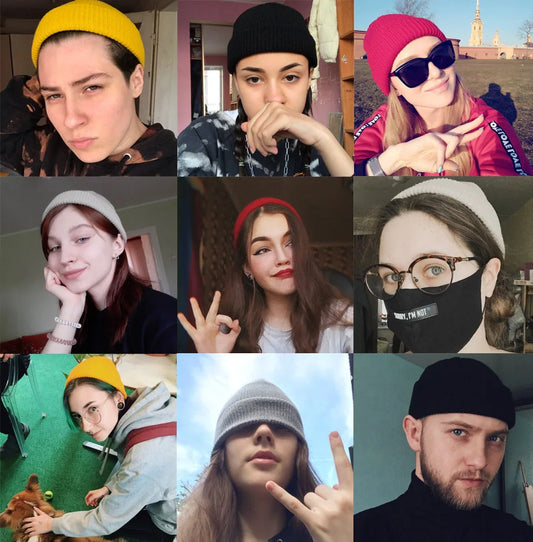 Unisex gestrickte Skullcap Beanie Mütze für alle Jahreszeiten