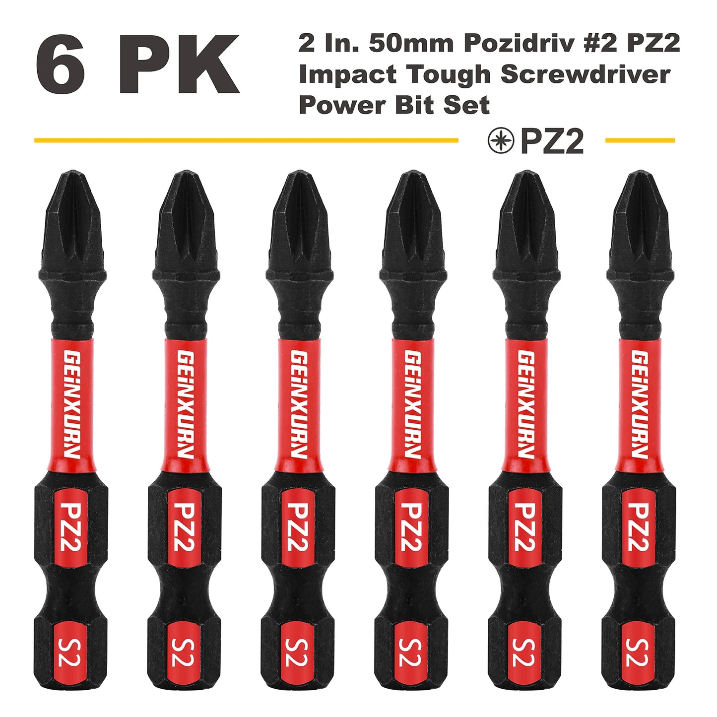 Schlagfestes Pozidriv PZ2 Schrauber Bit Set aus S2 Legiertem Stahl