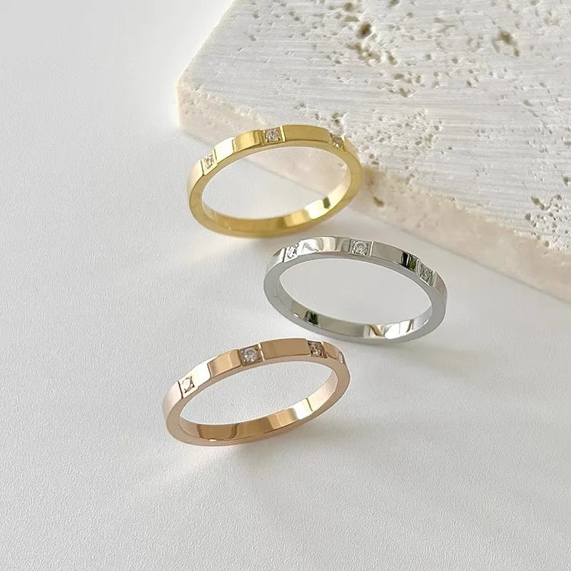 Titan Edelstahl Ring mit geometrischem Muster 3mm Breite Damenring