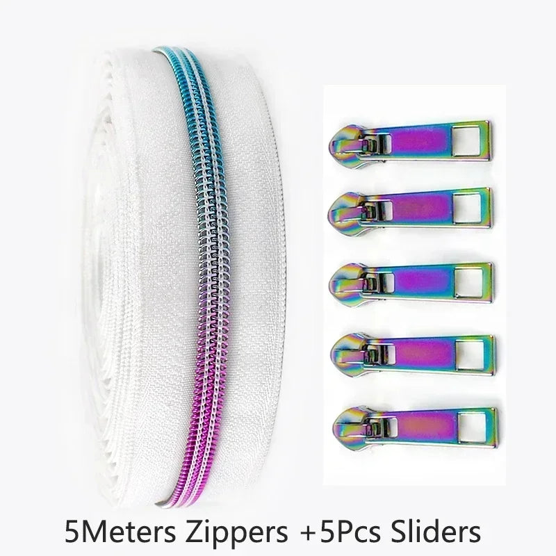 Nylon Reißverschlussband & Schieber Set 5m für Reparaturen Kleidung Taschen #5