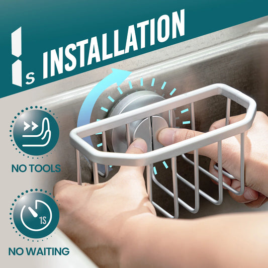 Schwammhalter für Küchenspüle mit Saugnapf rostfrei Aluminium Caddy