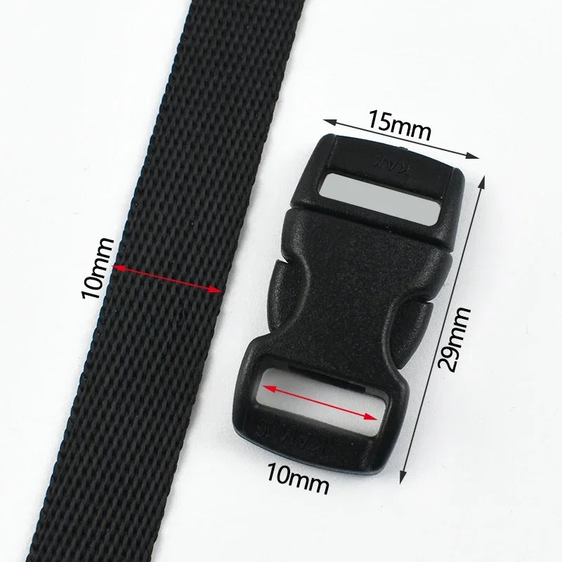 Schwarz Kunststoff Schnellverschluss Schnallen 10-25mm für Gurtband, DIY