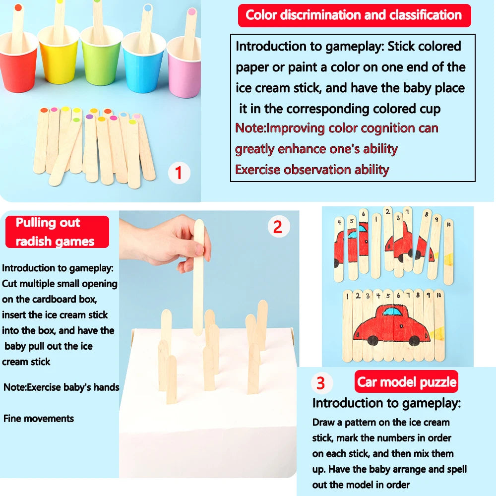 Natürliche Holz Eisstäbchen 20 100 oder 500 Stück für Eis Handwerk Küche