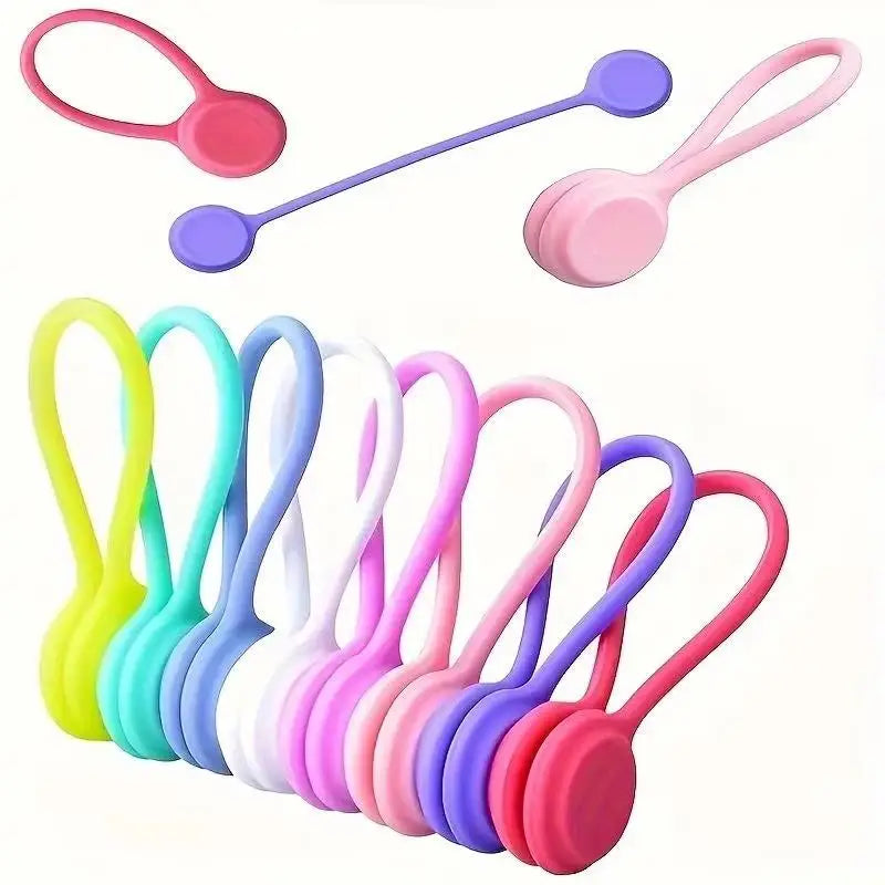 10x Wiederverwendbare Magnetische Kabelbinder Silikon Kabel Organizer