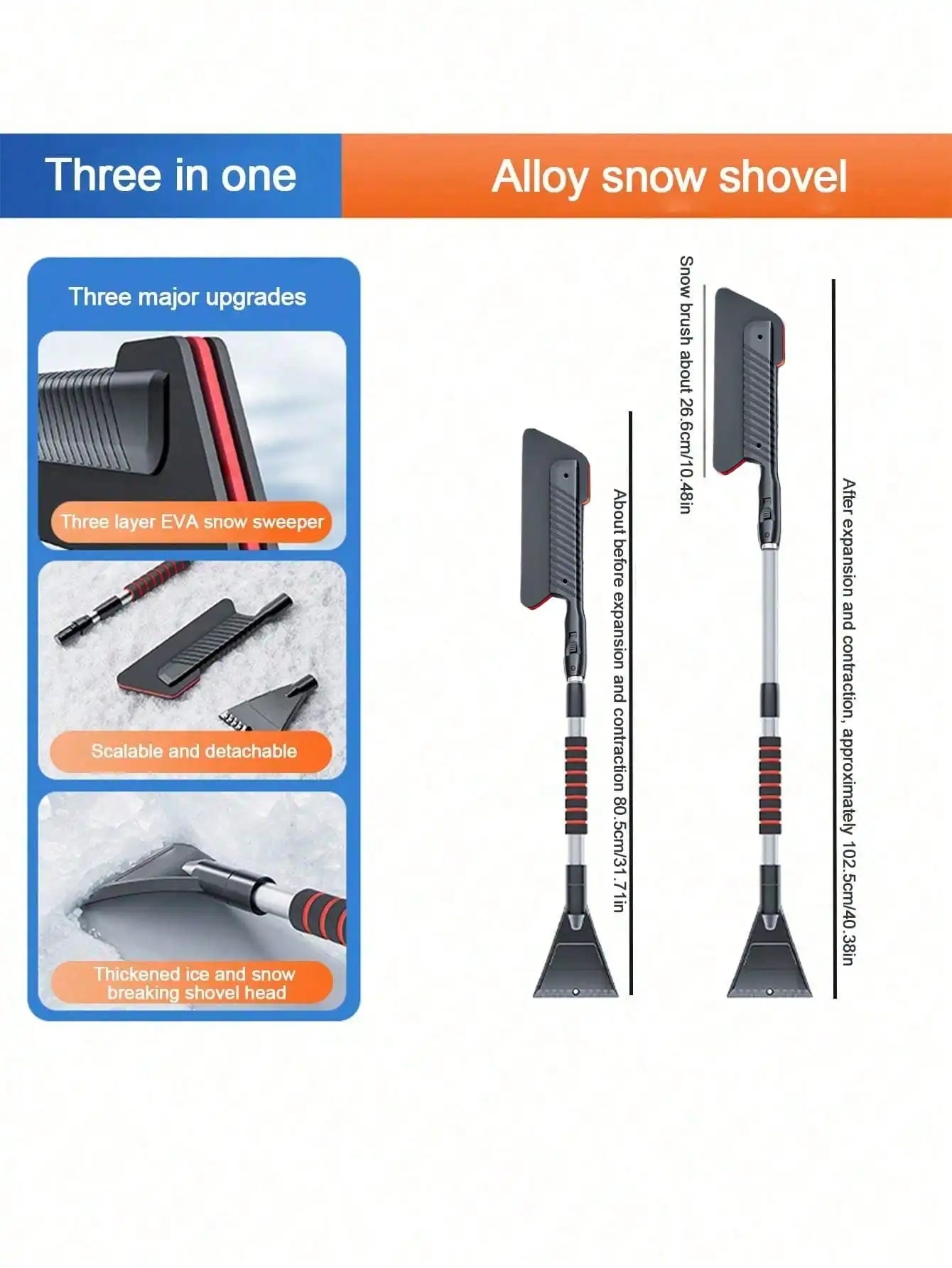 Abnehmbare Auto-Schneeschaufel mit Teleskop-Eiskratzer Winter Schneereinigung