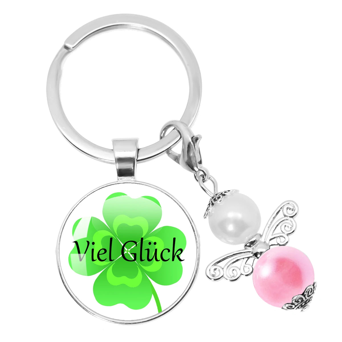 Glücksbringer Schlüsselanhänger mit vierblättrigem Kleeblatt Design