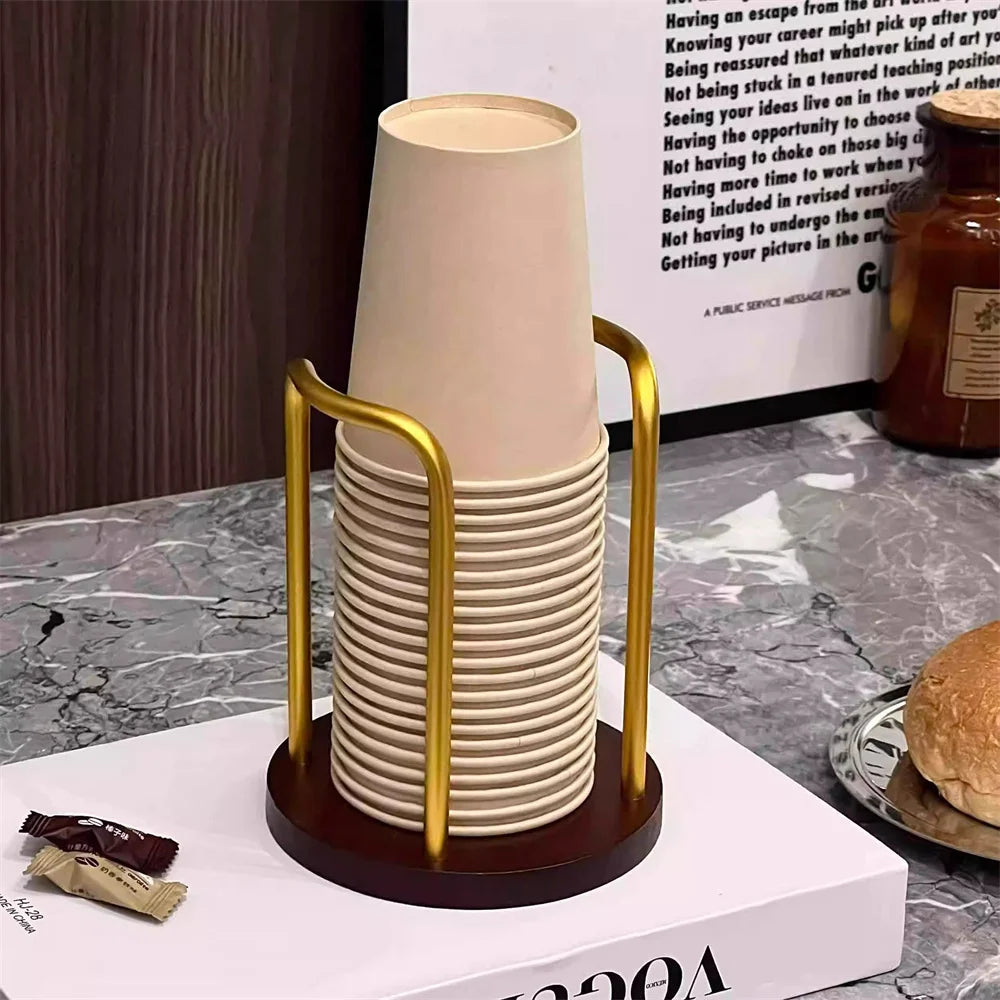 Einweg Tassenhalter mit Holzspender Doppel Regal für Küche und Büro