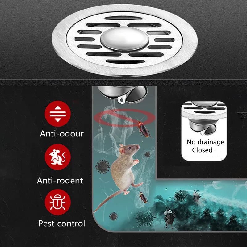 Edelstahl Bodenablauf mit Haarfänger Geruchshemmend für Dusche und Bad