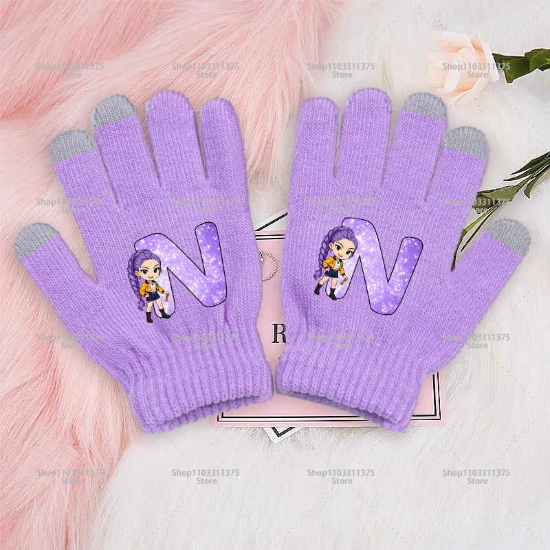 Modische Fünf Finger Handschuhe mit Anime Design und Touchscreen