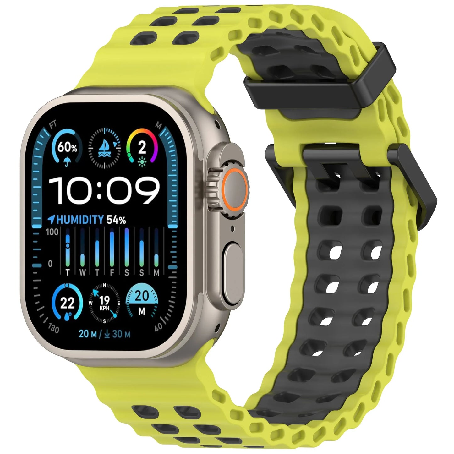 Zweifarbiges Silikonarmband 21cm Sportlich Leicht für Smartwatches