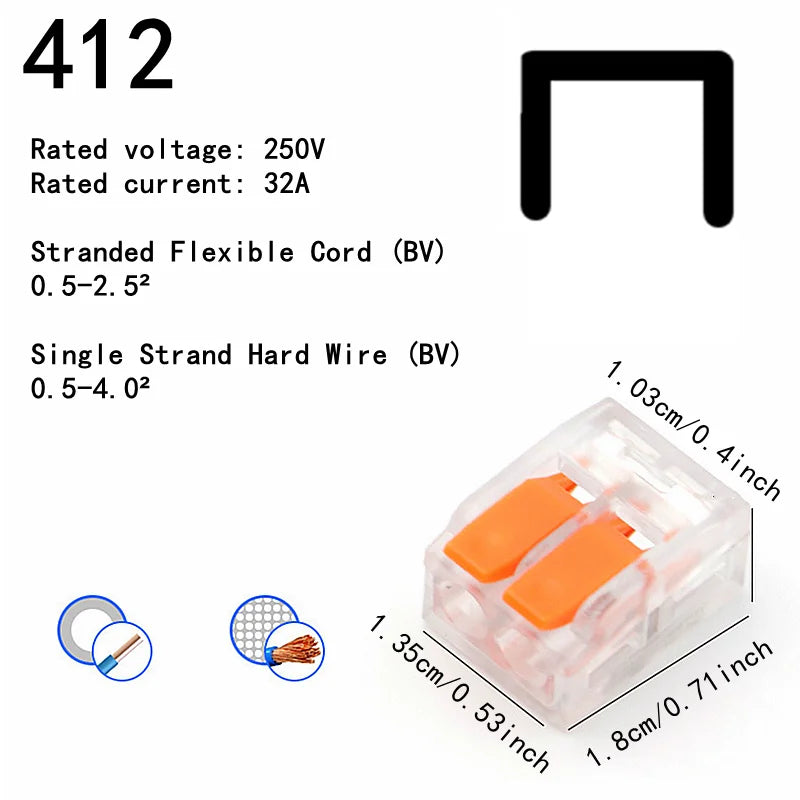 Sichere & einfache Verbindung: 10–75 orangefarbene Universal-Schnellsteckklemmen 250V/32A