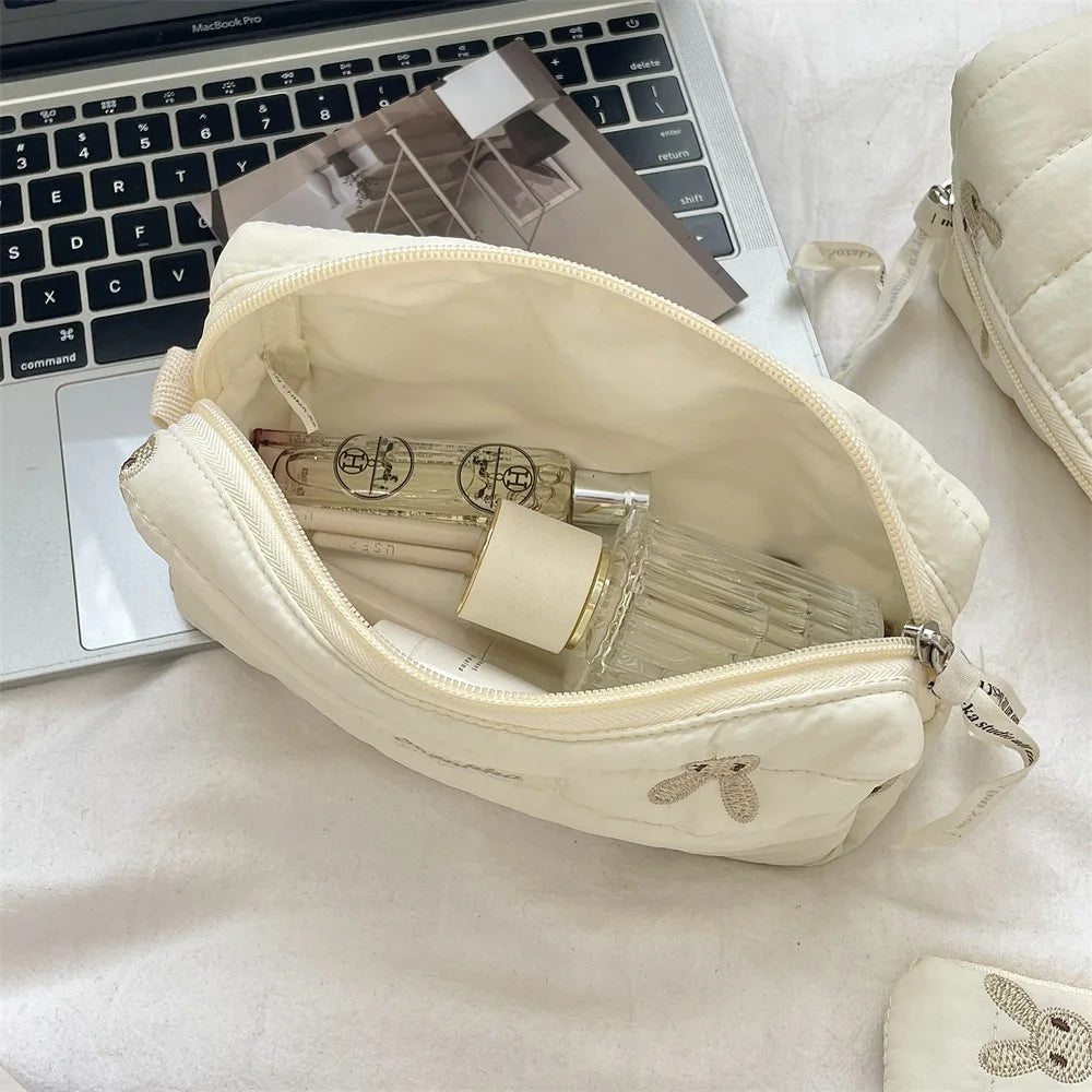 Praktische Kosmetiktasche aus weichem Baumwollstoff für Damen