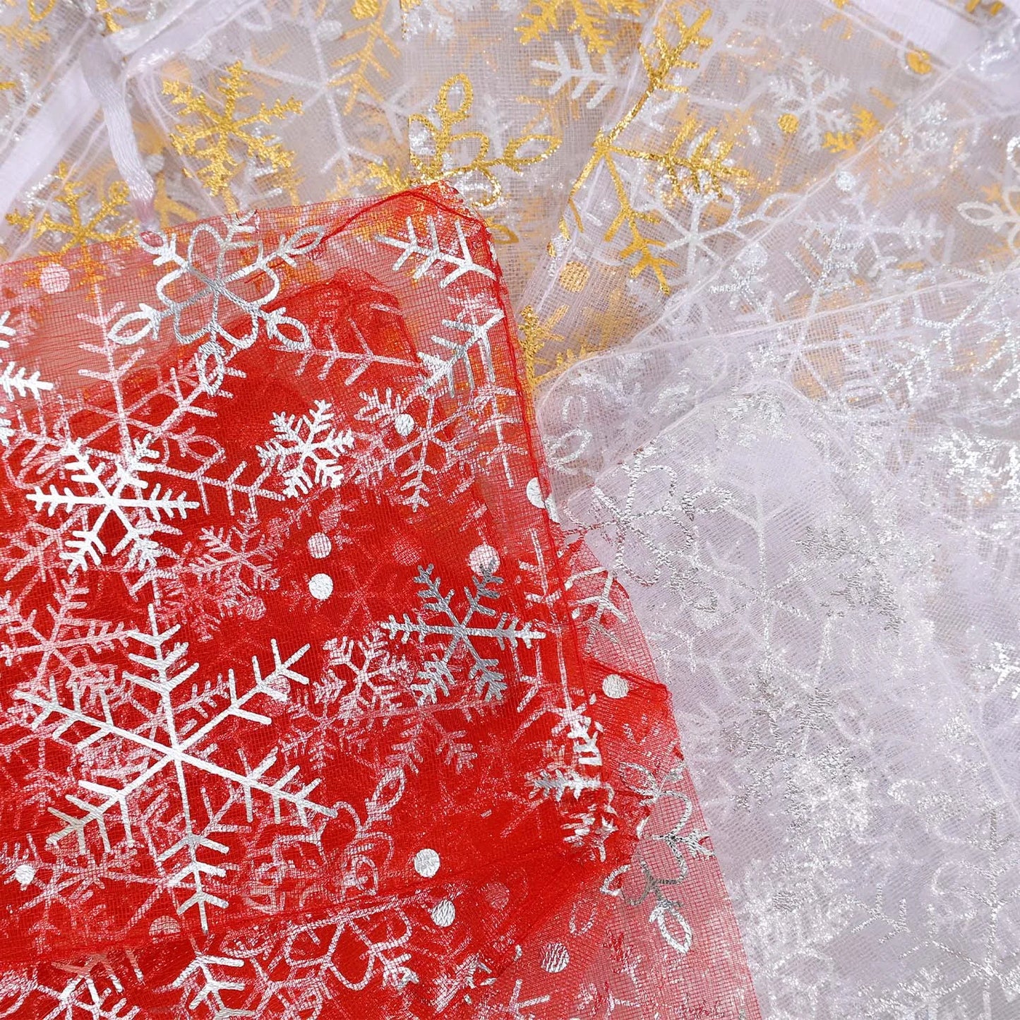 Weihnachts Kordelzug Taschen Rot Transparent Organza 10 bis 200 Stück