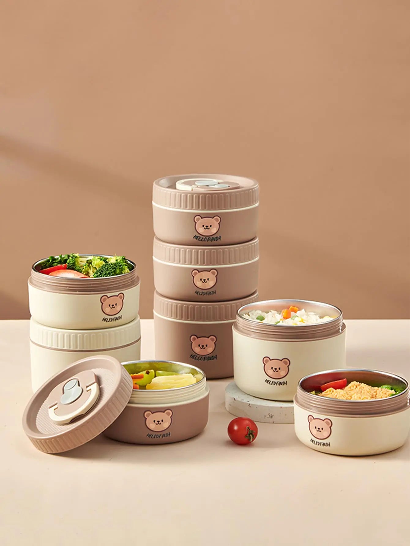 Thermische Brotdose Edelstahl niedlicher Bär tragbare Bento Box Kinder