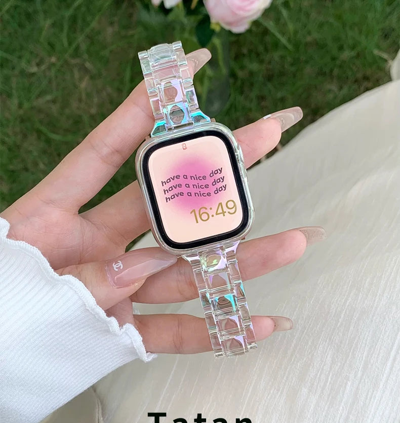Laser-transparentes Acrylarmband mit Faltschließe für Smartwatches