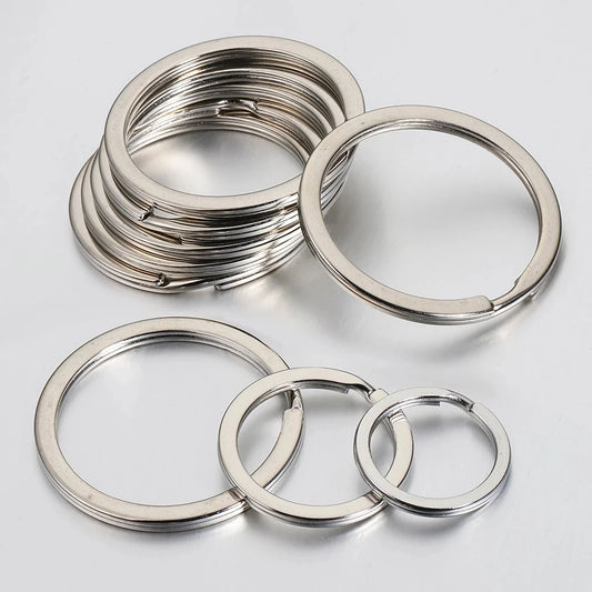 20-teilig Edelstahl Schlüsselanhänger Rund mit geteilten Ringen für DIY