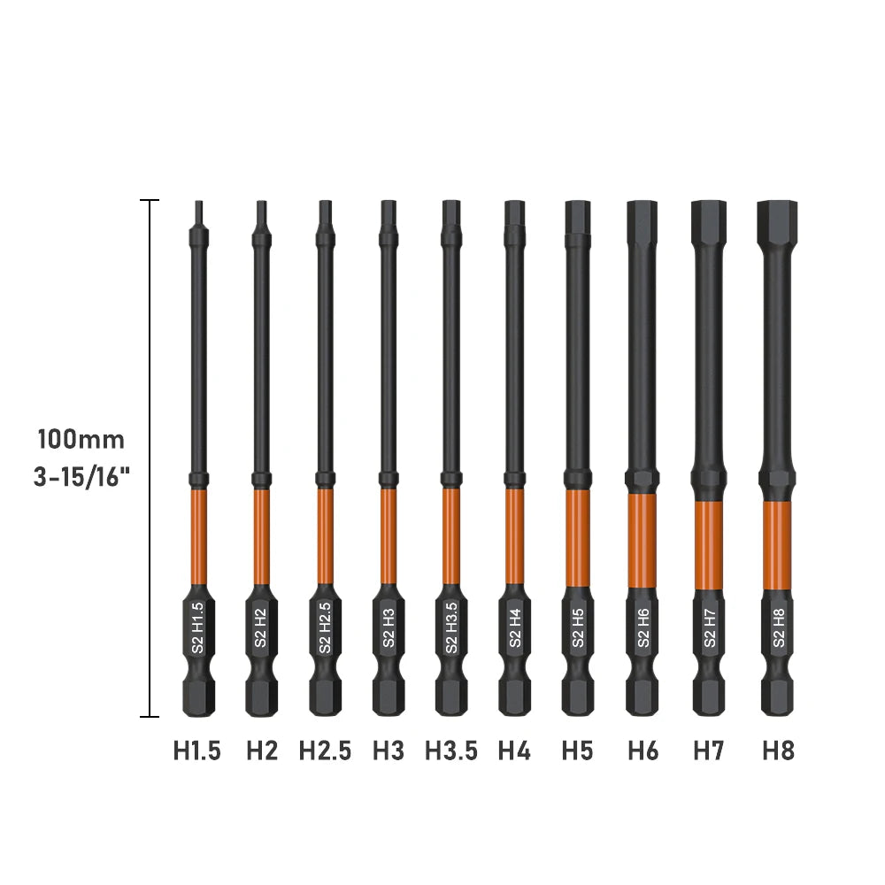 10-tlg. Magnetisches Schlag-Inbus Set aus S2 Stahl – Präzision 0,5–1,5 mm