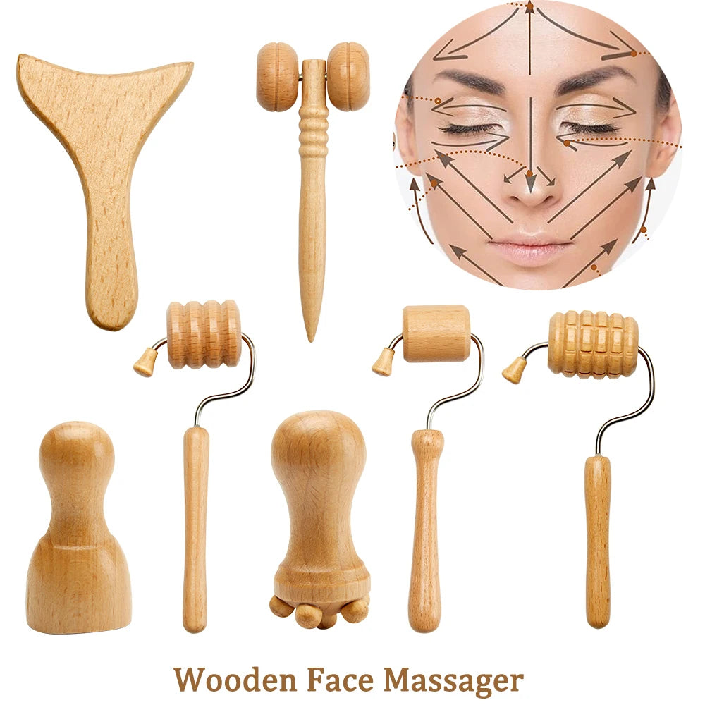 Holz Gua Sha Gesichtsmassage Roller zur Faltenreduktion - Hautstraffung
