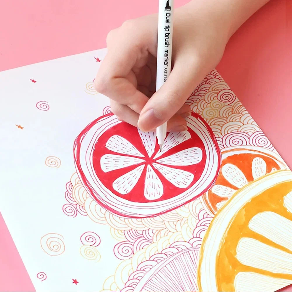 Doppelkopf Aquarell Marker Set bis 100 Farben für kreative Zeichnungen