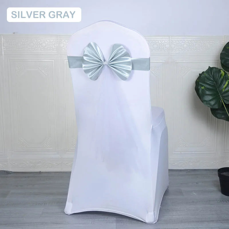 Stretch Stuhlschärpen aus Organza mit Schleifen für Events