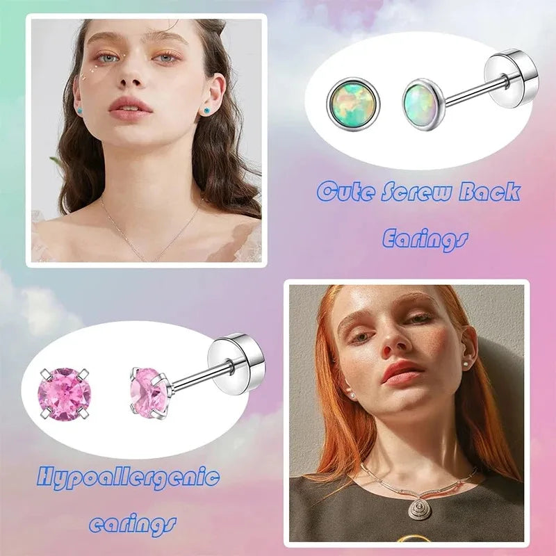 Hypoallergene Edelstahl Ohrstecker mit Zirkon für Tragus und Knorpel