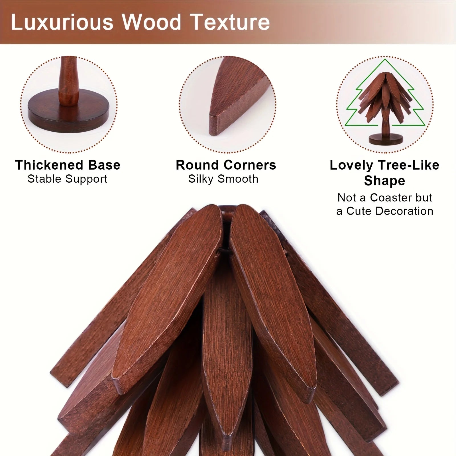 Isolierende Holzuntersetzer 3 bis 5-teilig mit Baumdesign und klappbaren Sets