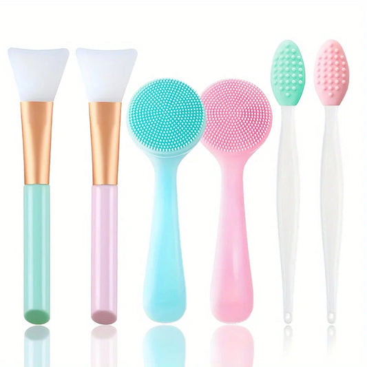 6-teiliges Silikon Gesichtsreinigungsbürsten Set zur Tiefenreinigung und Peeling