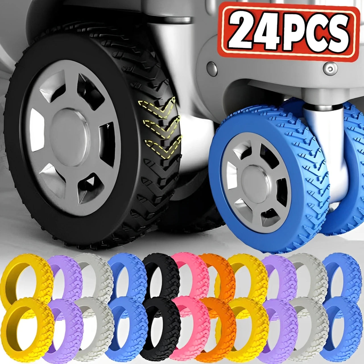 Set mit 24 Silikon Schutzhüllen für Gepäckräder Raddämpfer Reisebedarf-Yabubest - Home & More