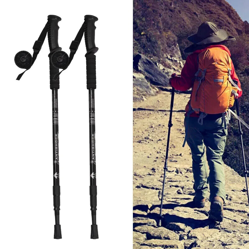 Teleskop Trekkingstock aus Stahl mit Quergriff für Bergsteigen