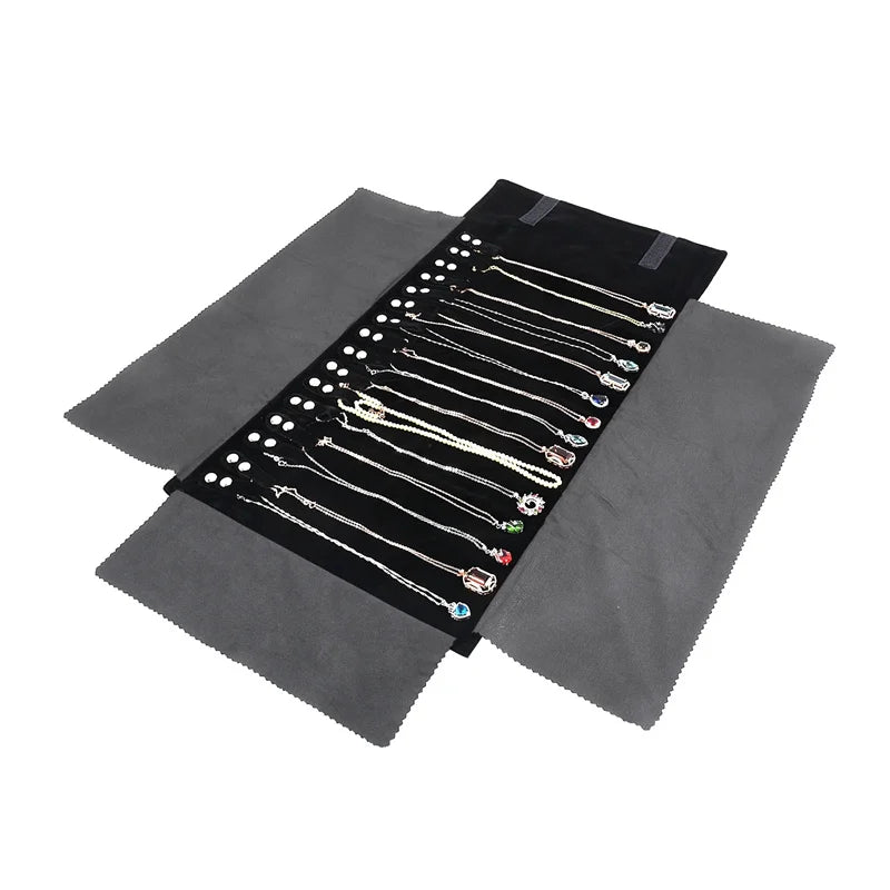 Tragbare Schmuckrolle aus Samt für Reisen und Aufbewahrung