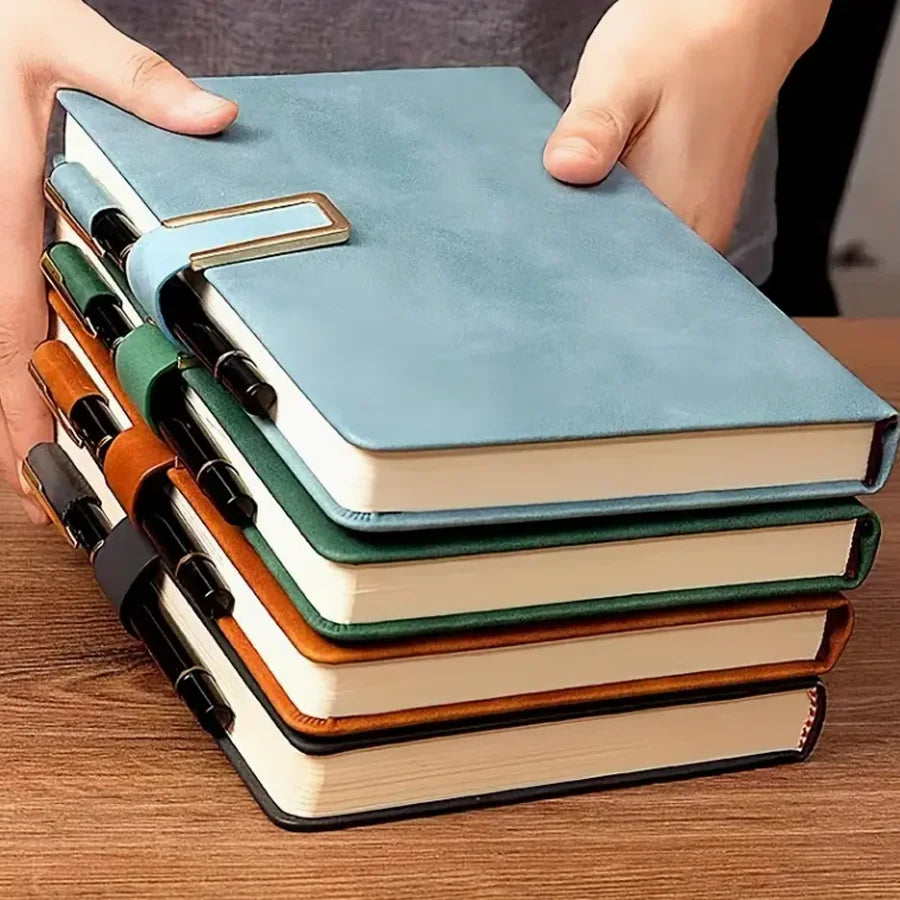 A5 Retro Notizbuch Leder Optik 200/360 Seiten Planer Büro Uni Schule