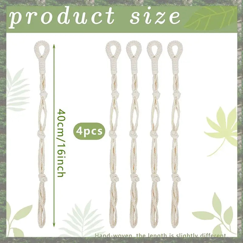 Makramee Pflanzenaufhänger 4er Set mit Verlängerungsseilen Beige