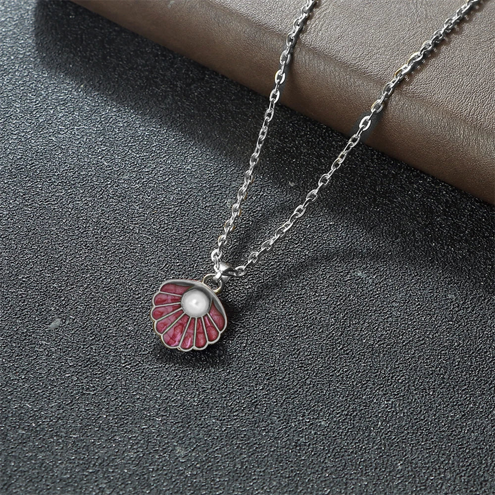 Modische verstellbare Muschel Perlen Anhänger Halskette Unisex