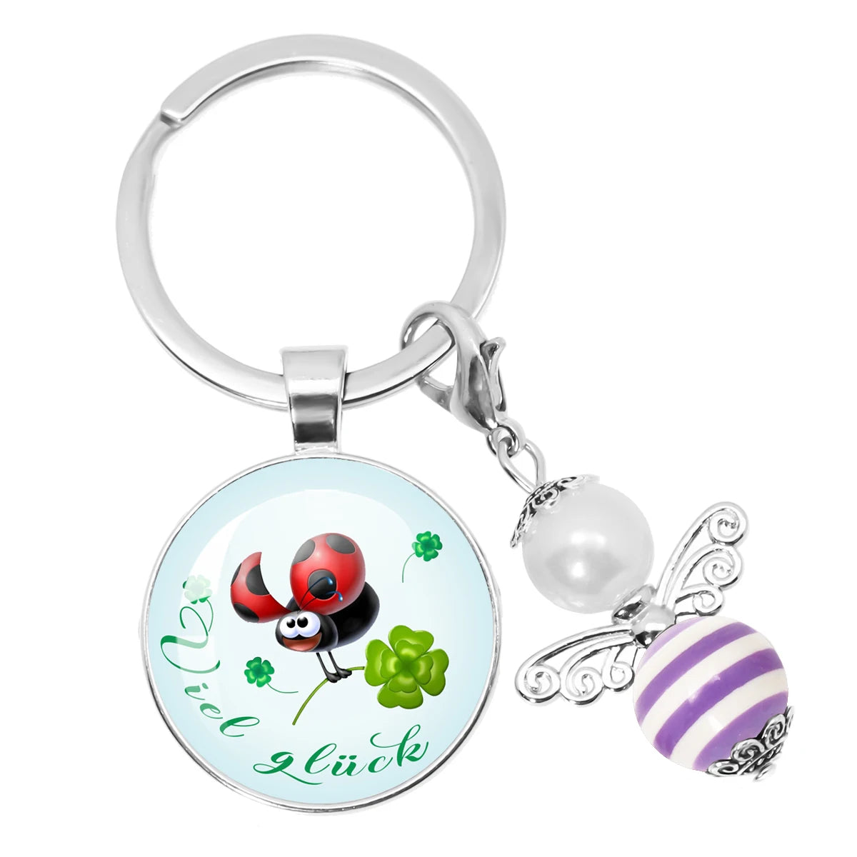 Glücksbringer Schlüsselanhänger mit vierblättrigem Kleeblatt Design
