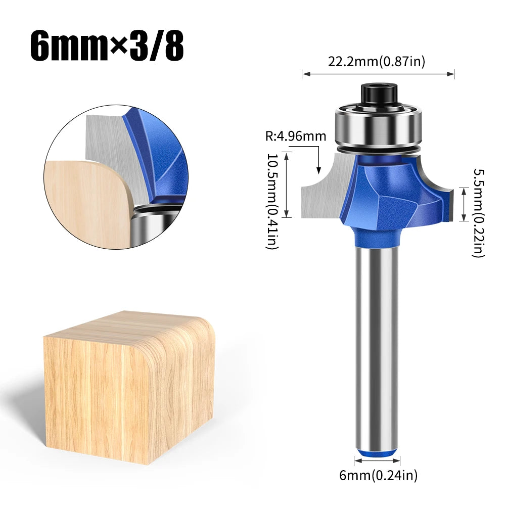 Roundover Router Bit Set 1/4 Zoll Schaft Hartmetall Fräser Holz